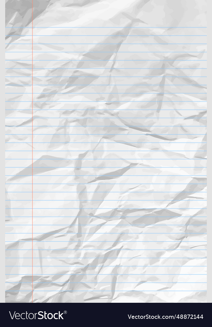 White clean crumpled notebook paper with lines Vector Image