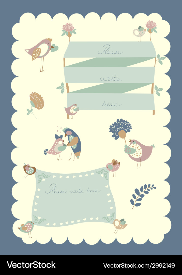 Border set birds and flowers Royalty Free Vector Image