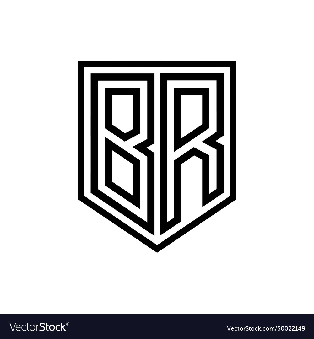 Br letter logo monogram shield geometric line Vector Image