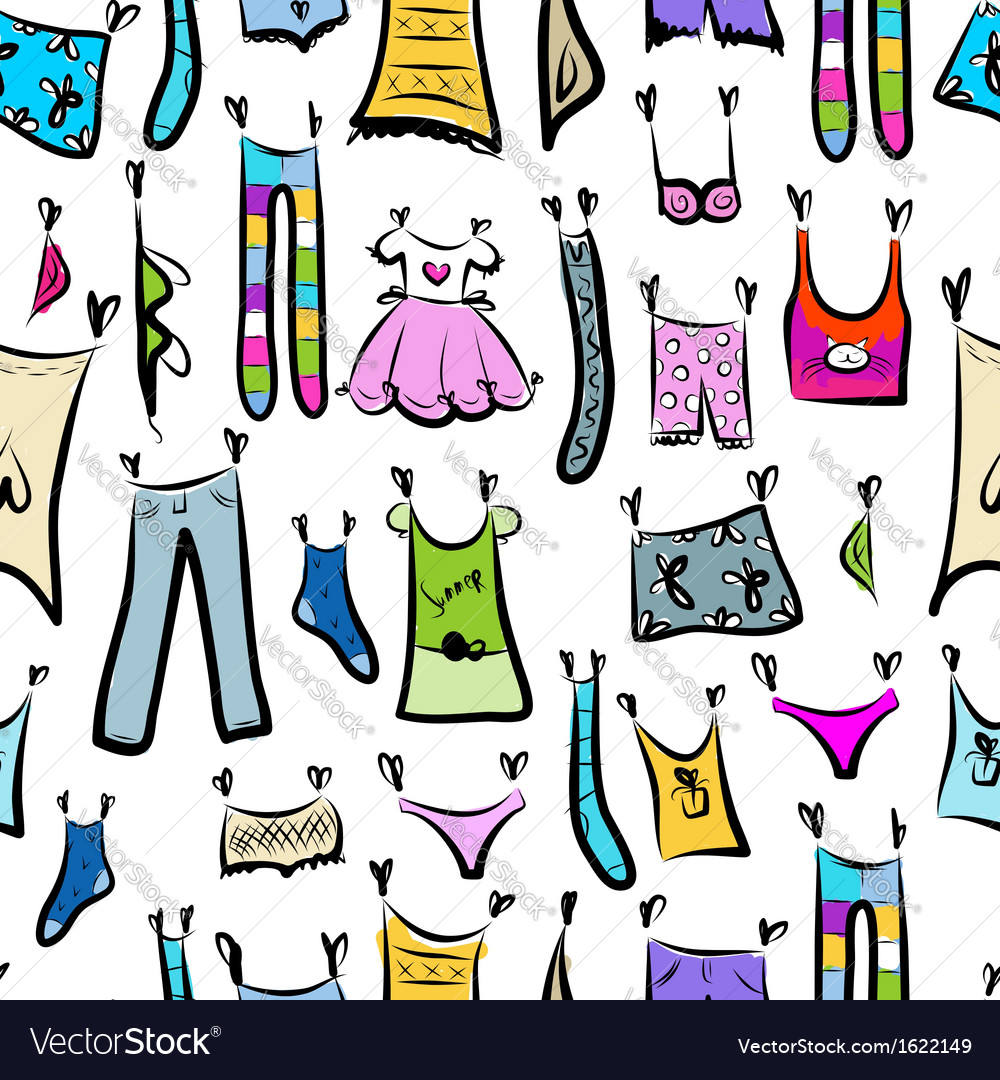 Clothes sketch seamless pattern for your design Vector Image