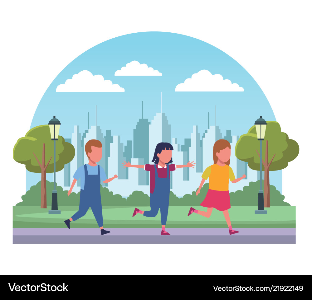 Kids at park Royalty Free Vector Image - VectorStock