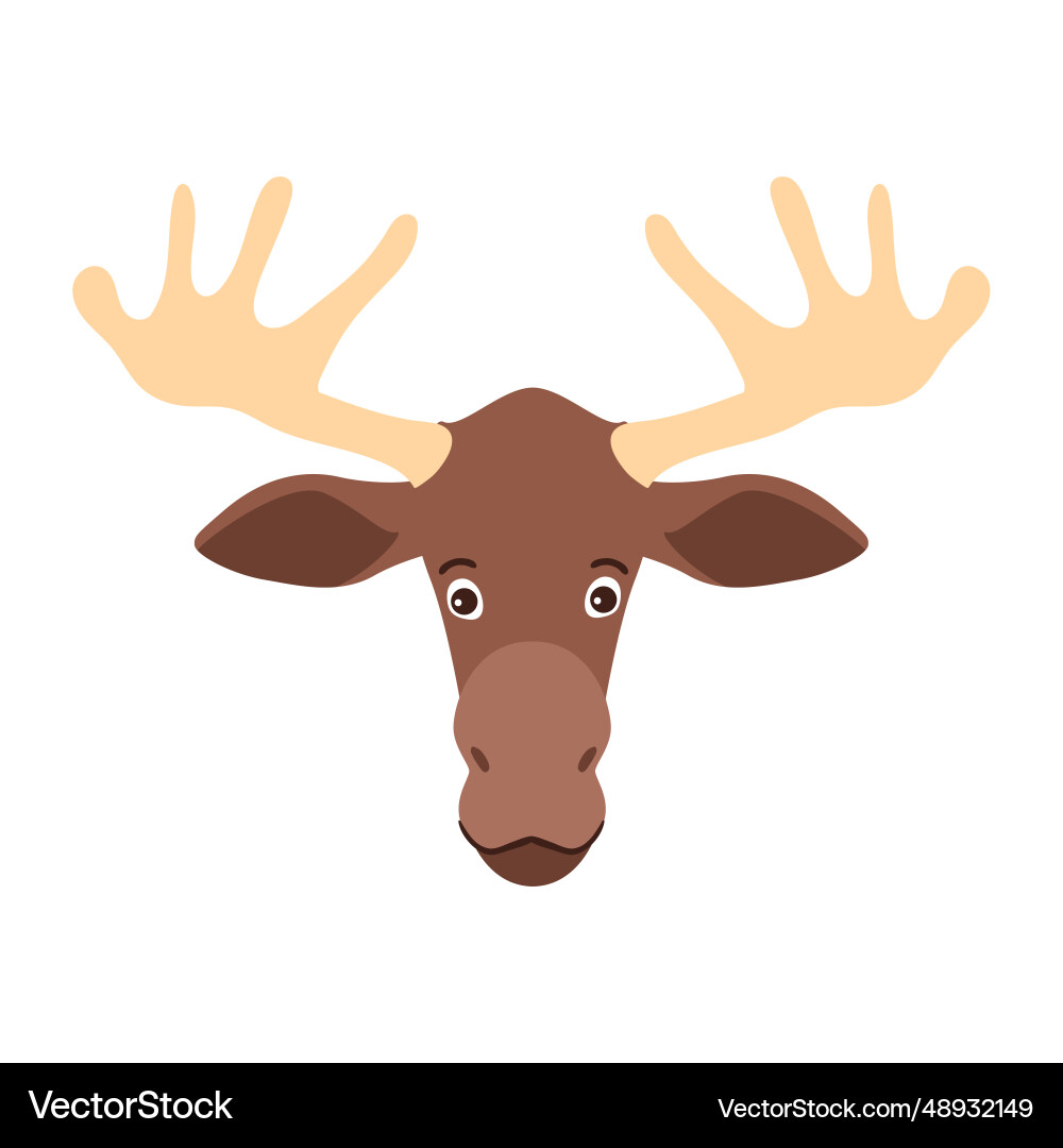 Moose elk head antler flat sticker Royalty Free Vector Image