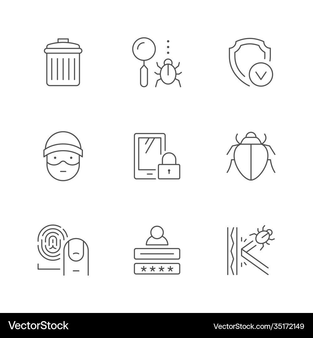 Set line icons cyber security Royalty Free Vector Image