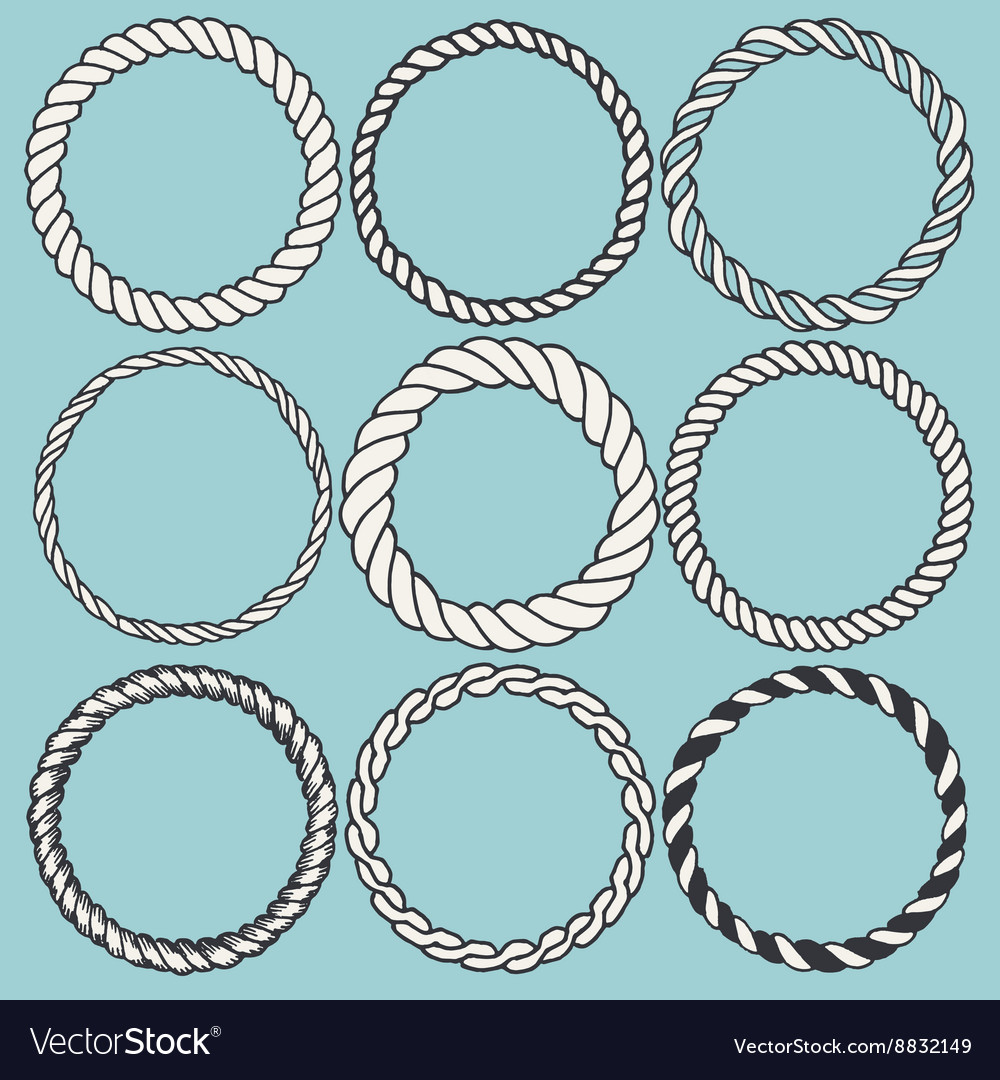 Download Set of 9 decorative circle border frames Vector Image