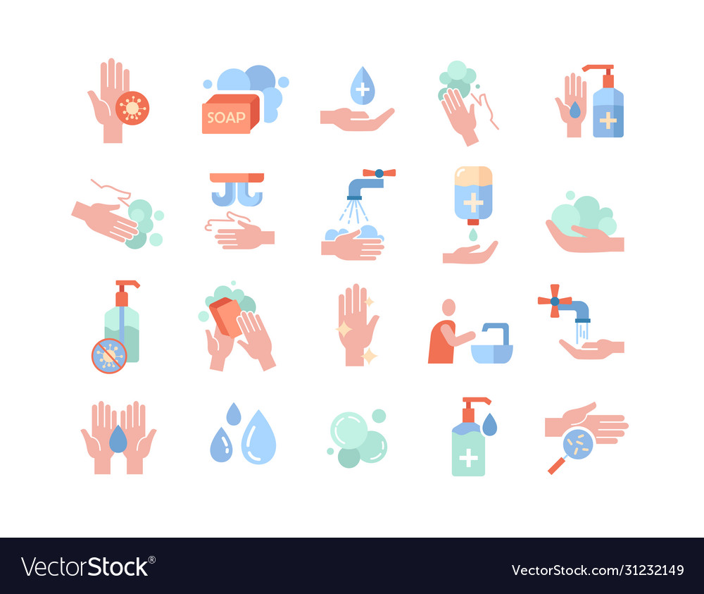 Set personal hygiene and hand washing icons Vector Image