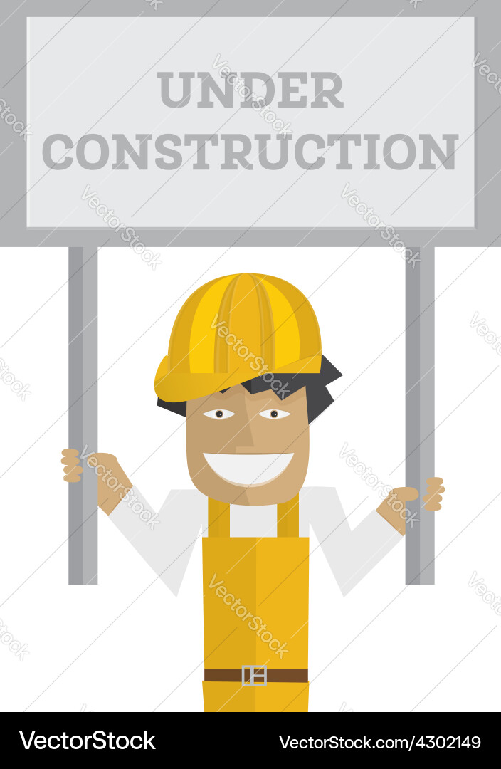 Worker with under construction sign Royalty Free Vector