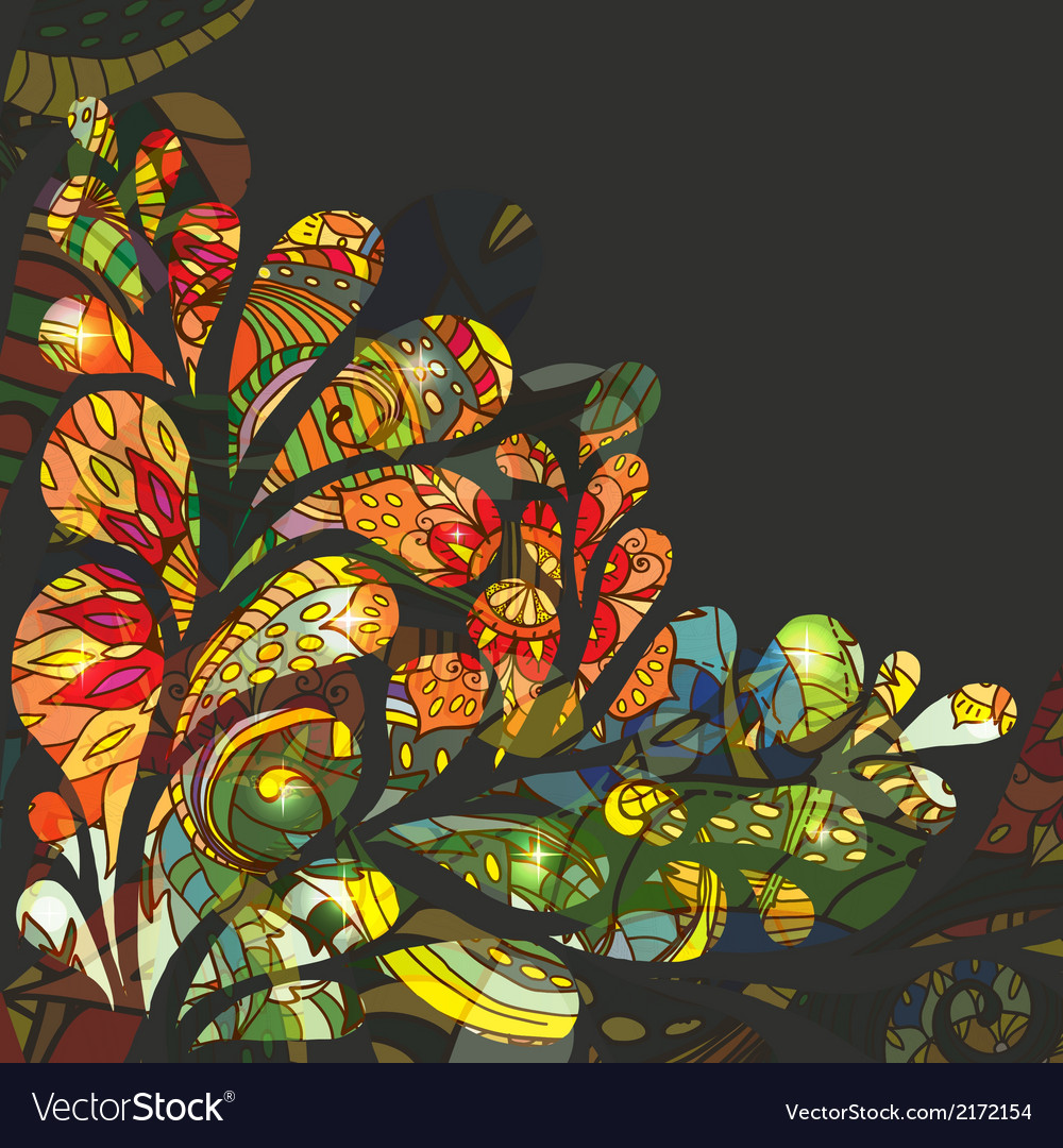 Abstract colorful drop background with floral Vector Image