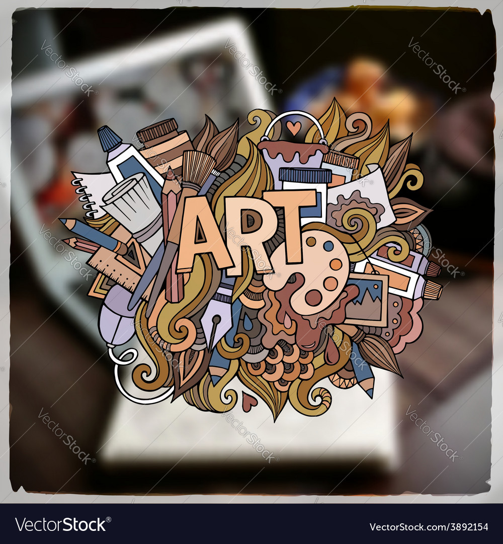 Art hand lettering and doodles elements Royalty Free Vector