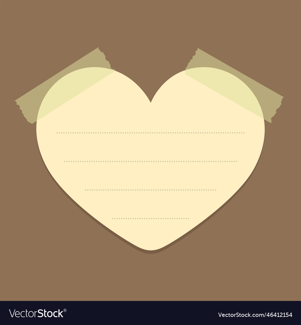 heart-shape-yellow-sticky-note-valentines-day-vector-image