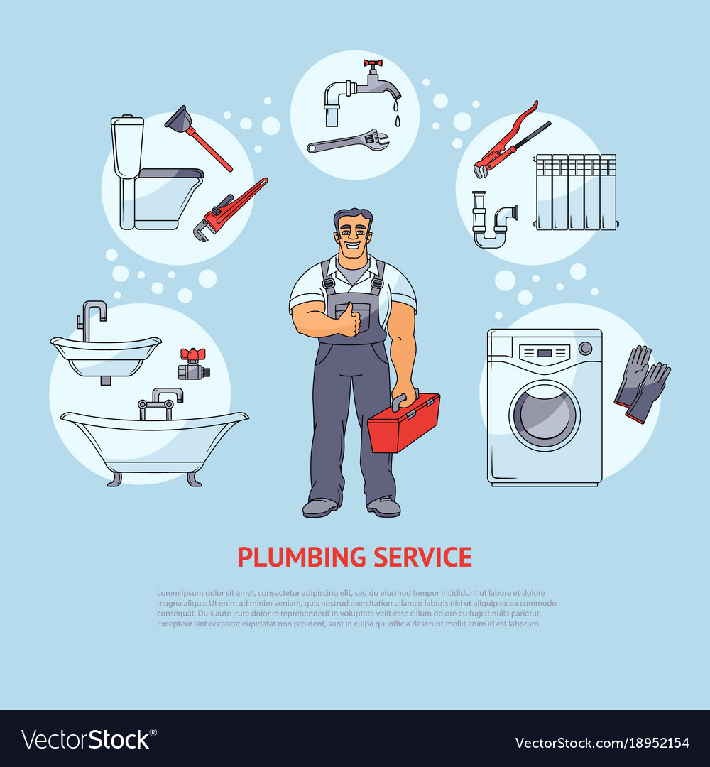 Plumbing services infographics poster design Vector Image