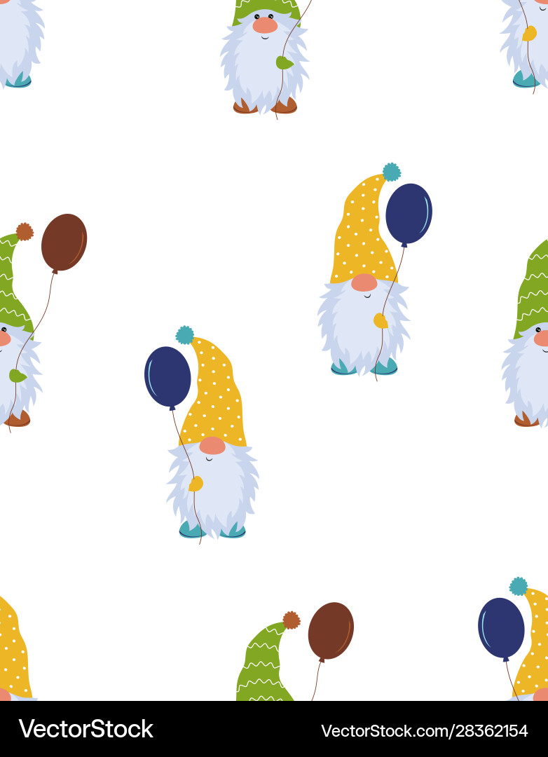 Seamless pattern with cute gnomes Royalty Free Vector Image