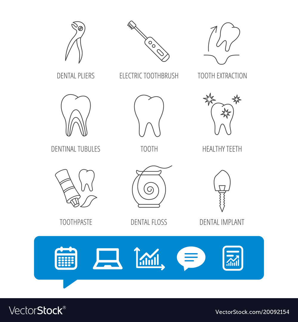 Tooth Extraction Electric Toothbrush Icons Vector Image