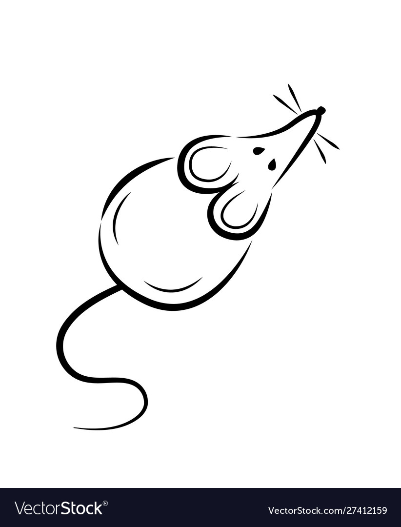 Black silhouette a rat or mouse on a white Vector Image