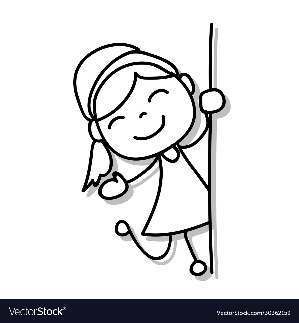 Children Hand Drawing Happy Kid Girl Happiness Vector Image