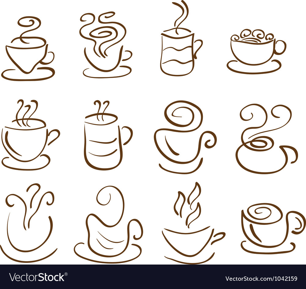 Cup silhouettes Royalty Free Vector Image - VectorStock