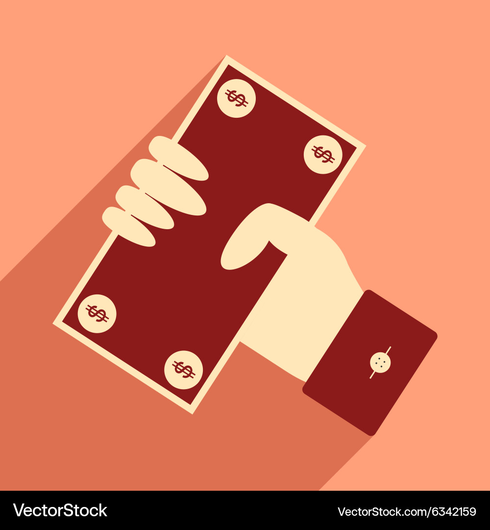 Flat with shadow icon dollar in hand Royalty Free Vector