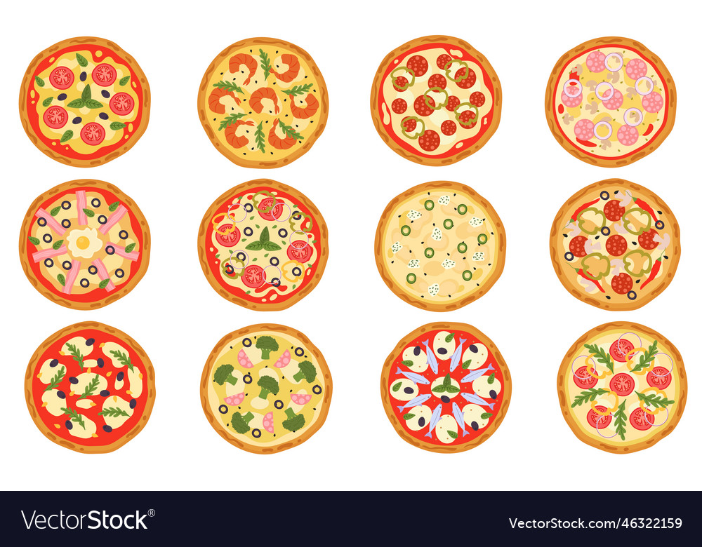 Italian pizza flat ingredients Royalty Free Vector Image