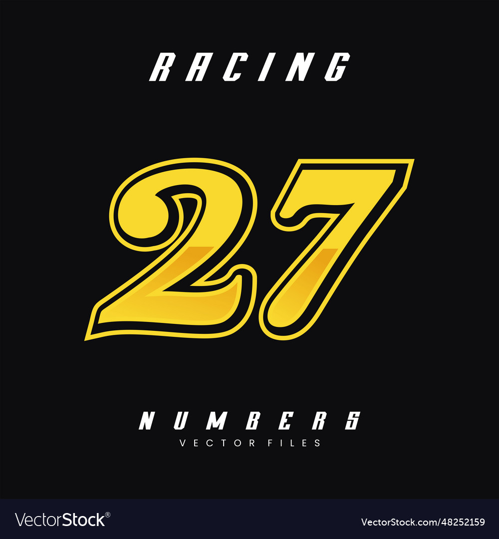 Racing number 27 design template Royalty Free Vector Image