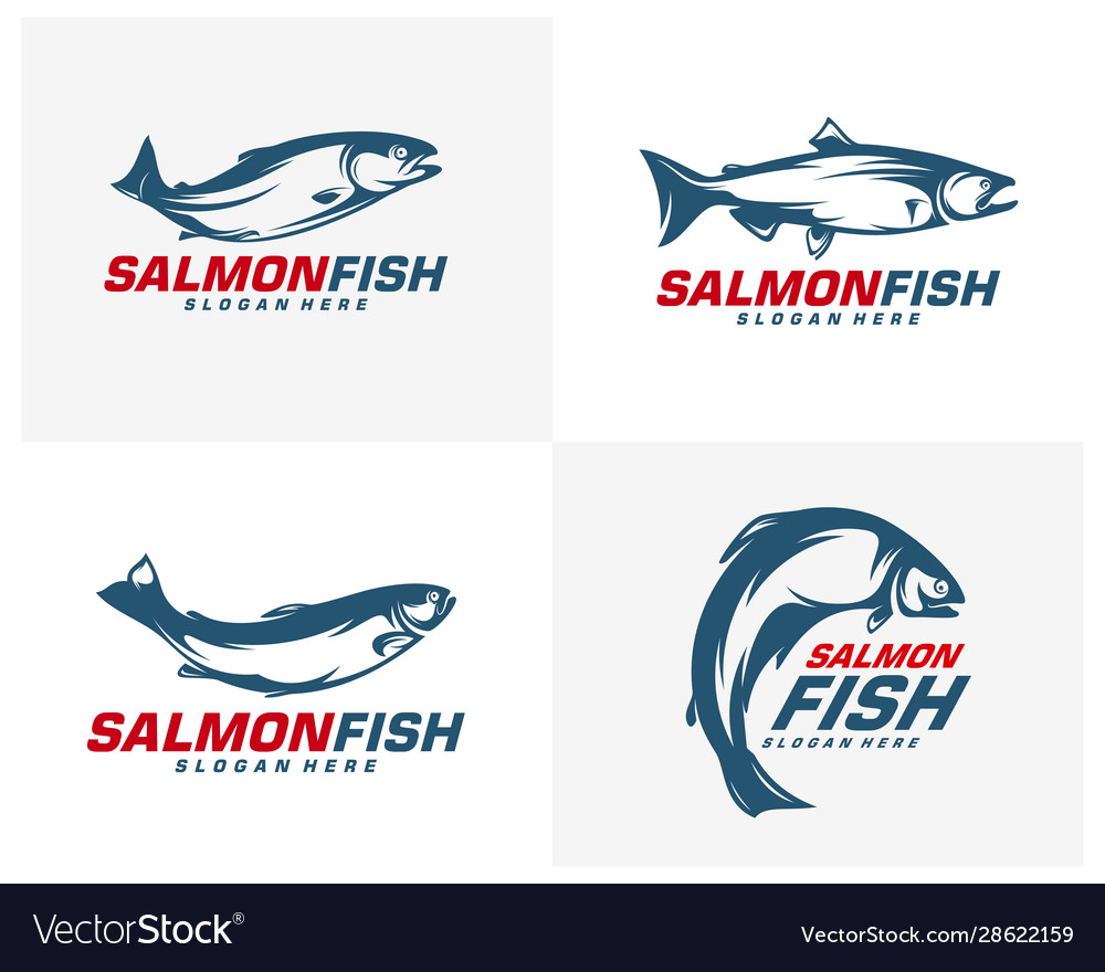 Salmon fish logo design fishing Royalty Free Vector Image