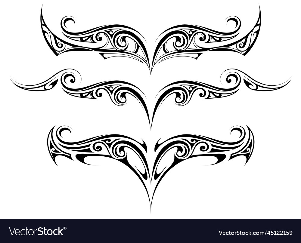 Set of tribal art tattoo designs Royalty Free Vector Image