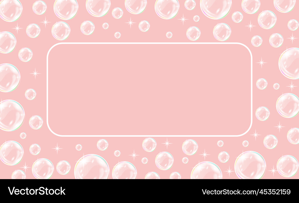 Soap bubbles background with frame abstract pink Vector Image