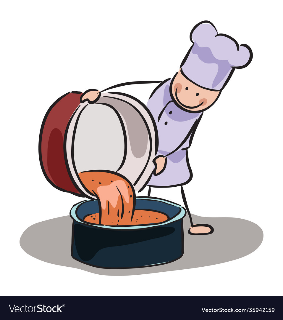 Stick figure chef preparing food Royalty Free Vector Image