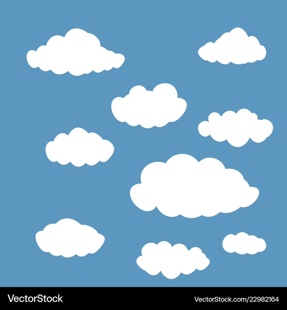 Clouds set isolated on blue sky background Vector Image