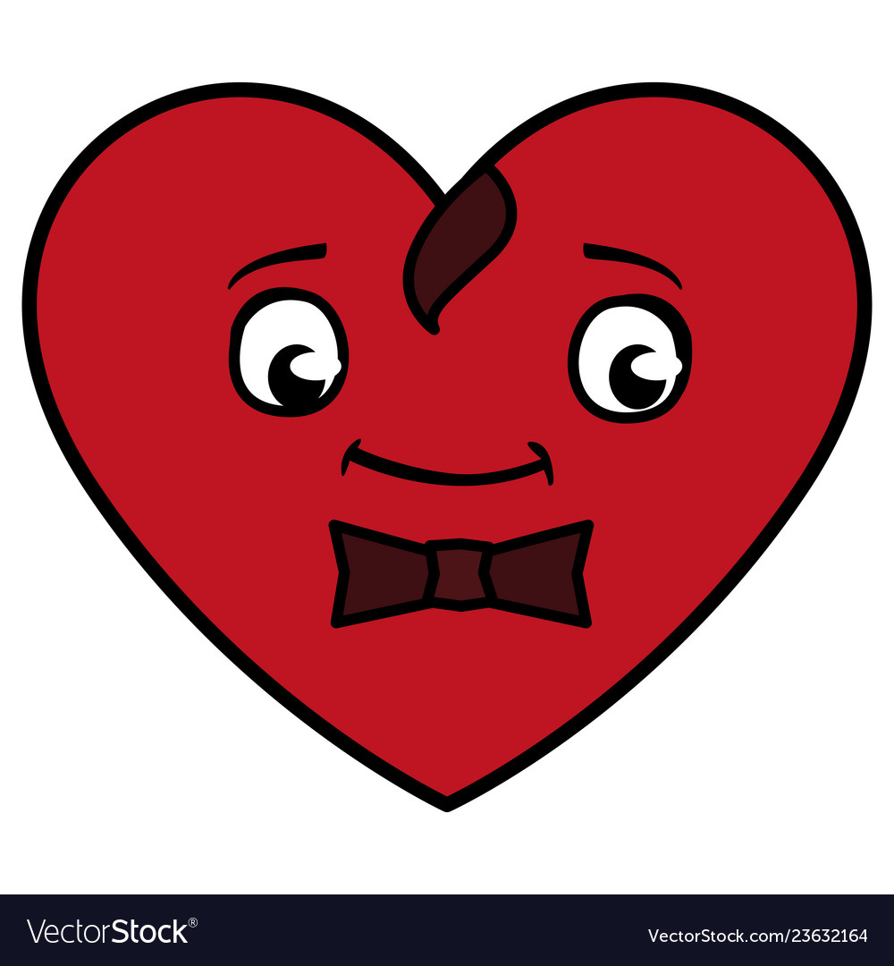 Heart with bowtie emoticon character Royalty Free Vector