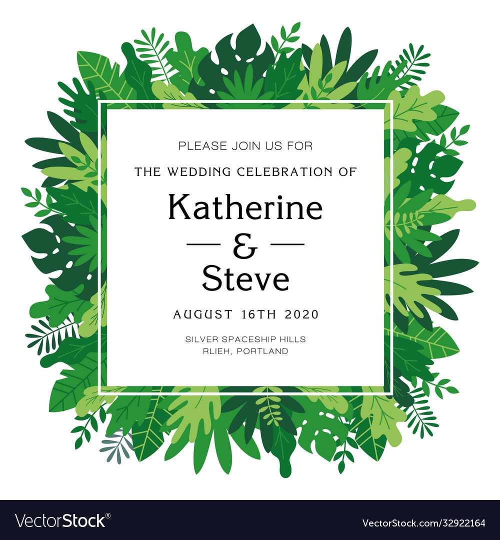 Invitation Leaves And Plants Template Frame Vector Image