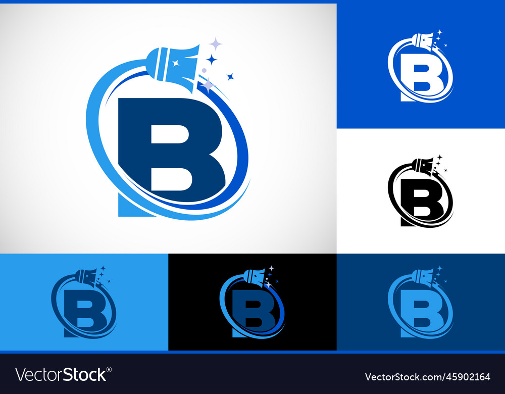 Letter B Cleaning Service Logo Design Template Vector Image