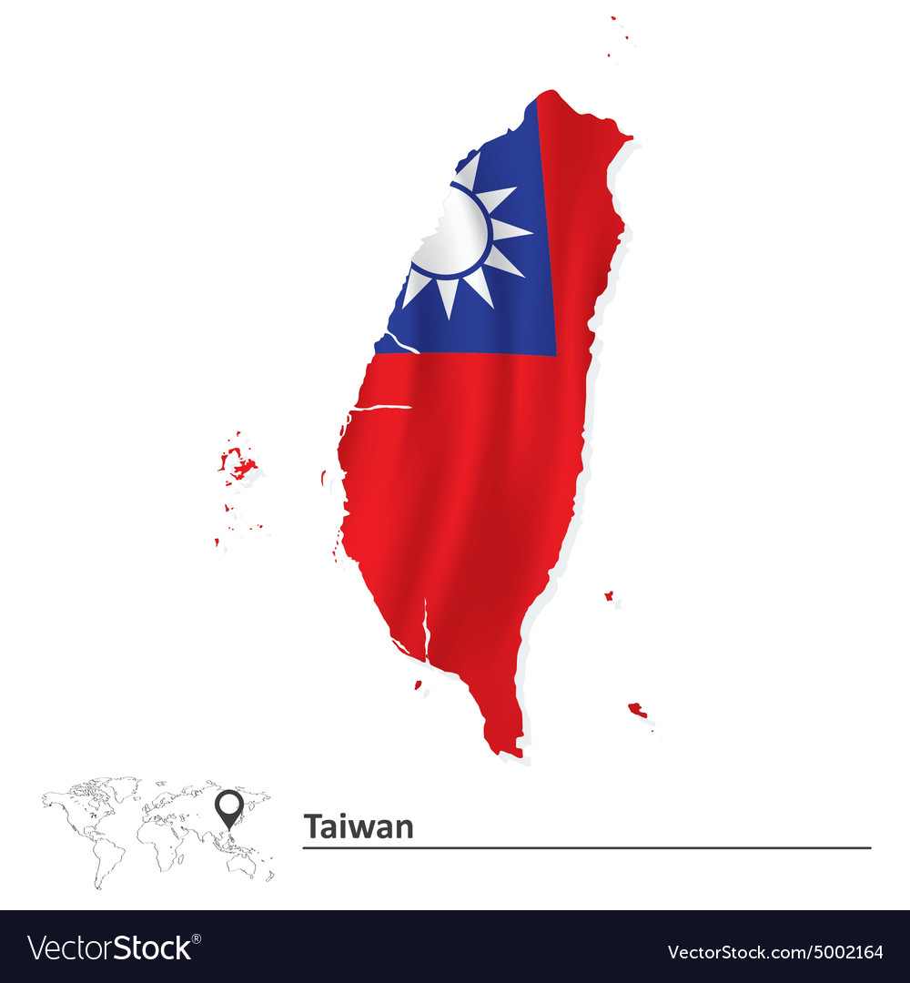 Map of Taiwan with flag Royalty Free Vector Image