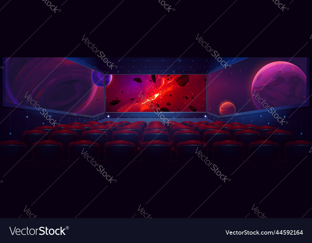 Movie theater cinema hall with wide screen seats Vector Image