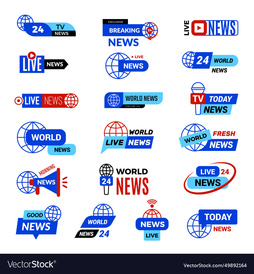 News tv logo entertainment badges collection Vector Image