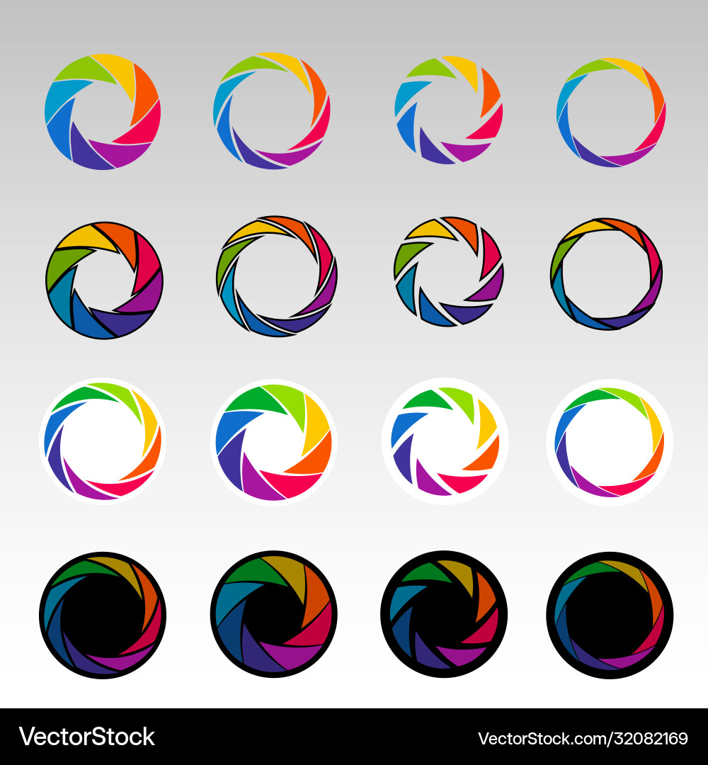 Abstract color shapes spiral aperture shutters Vector Image