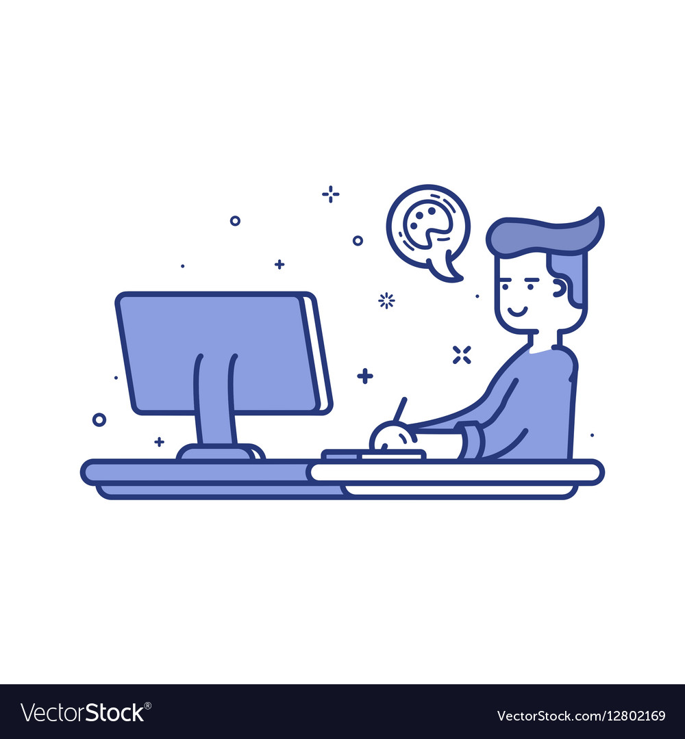 Blue Icon In Flat Line Royalty Free Vector Image Blue Icon In Flat Line Royalty Free Vector Image