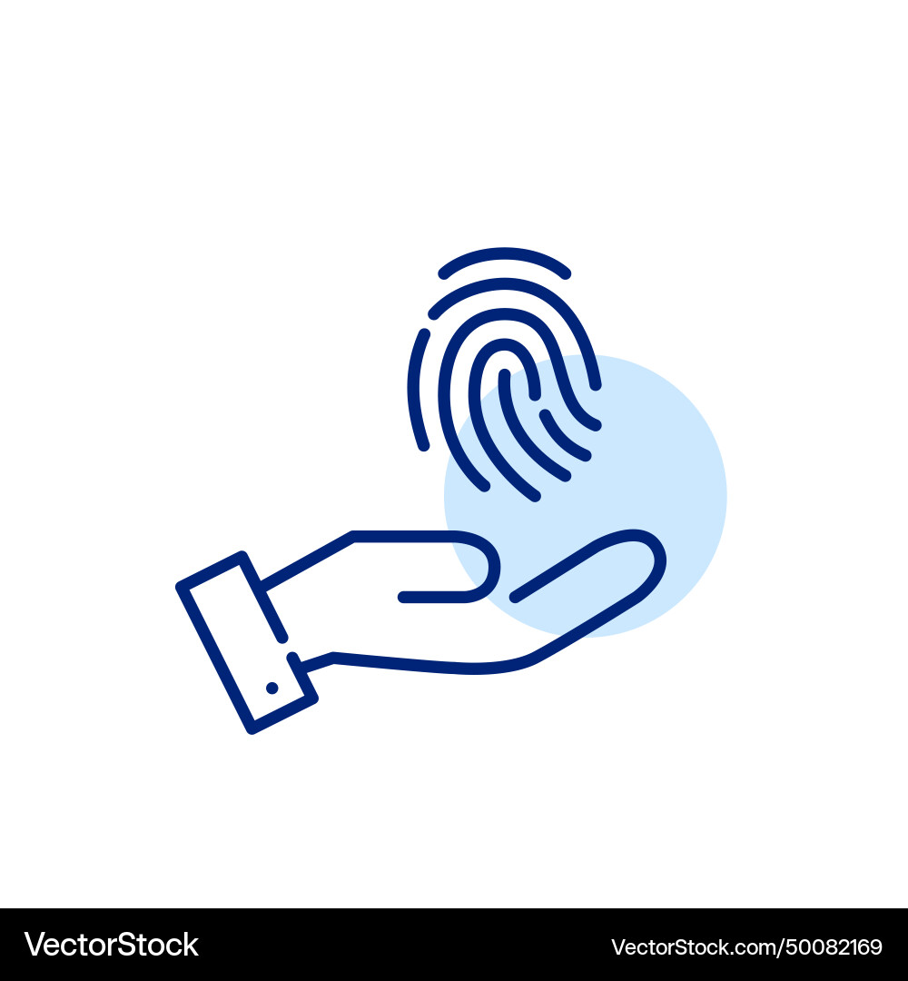 Hand holding a fingerprint biometric recognition Vector Image