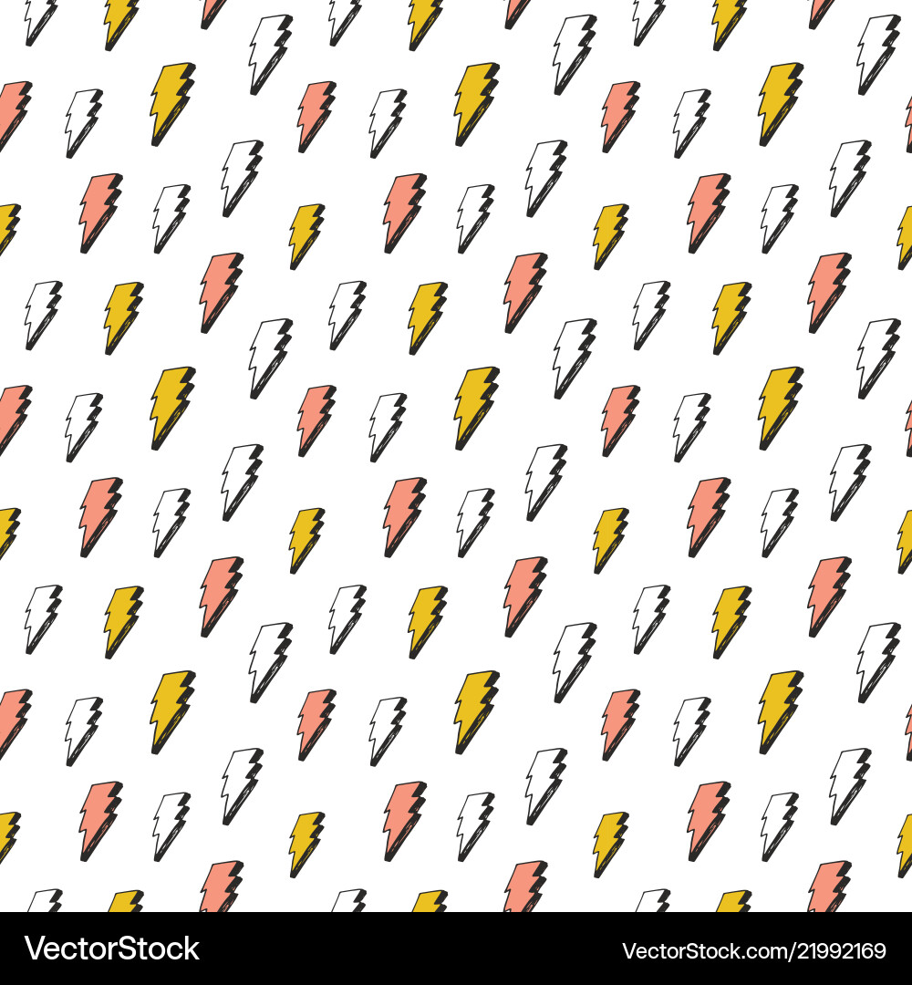 Lightning seamless pattern hand drawn sketched Vector Image