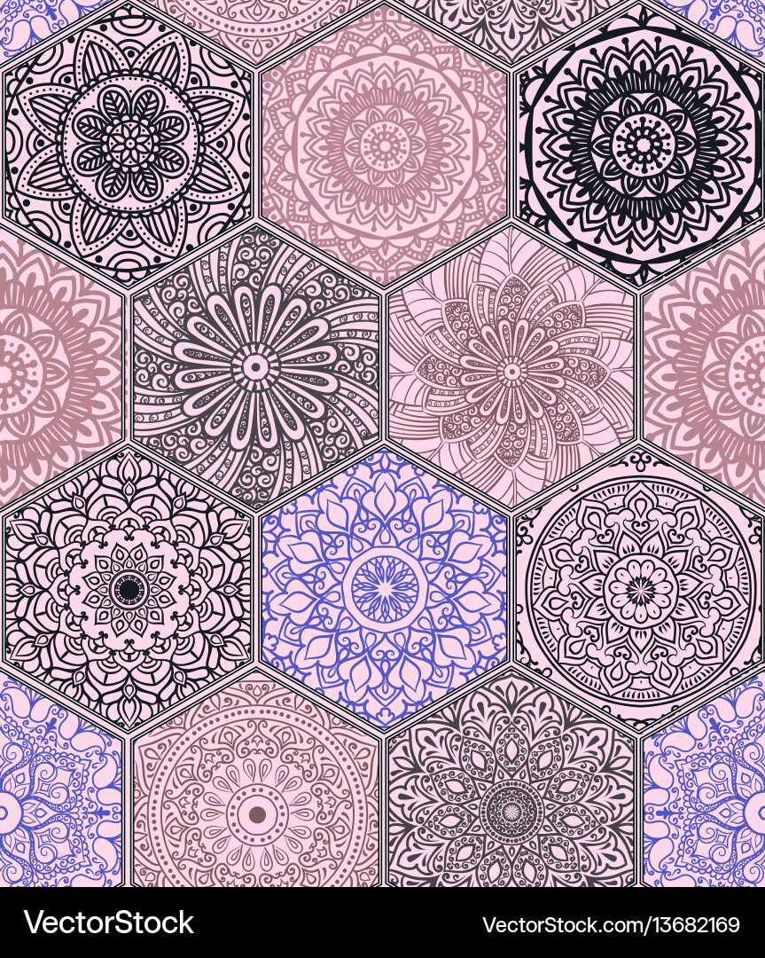 Oriental seamless pattern with mandala Royalty Free Vector