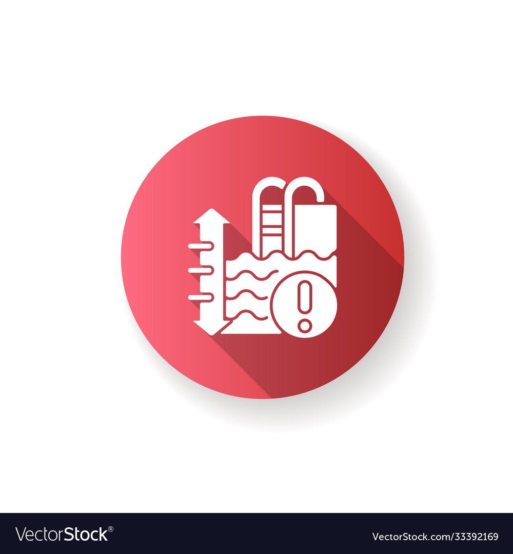 Pool depth red flat design long shadow glyph icon Vector Image