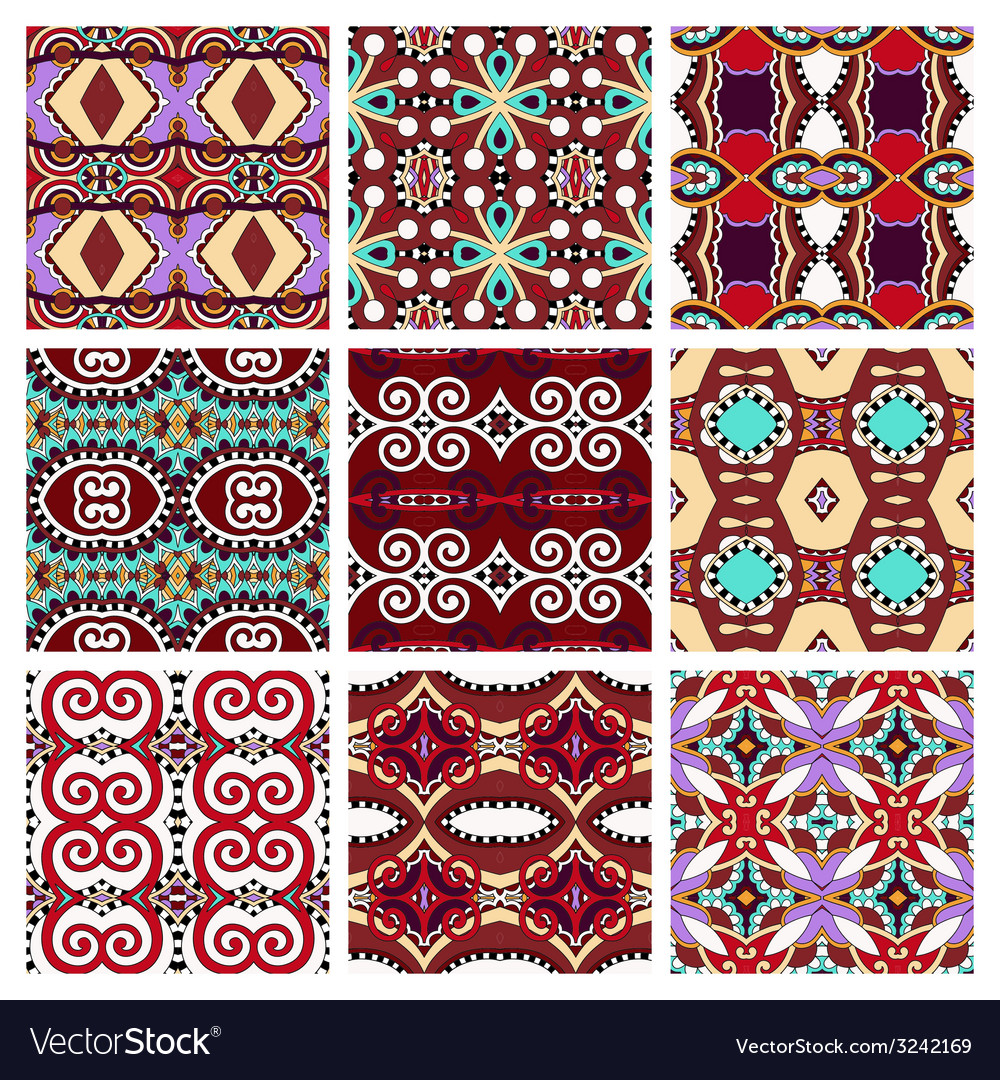 Set of different violet colour seamless vintage Vector Image