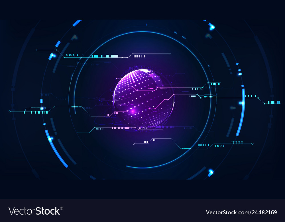 Technological future interface hud global vector image Technological future interface hud global