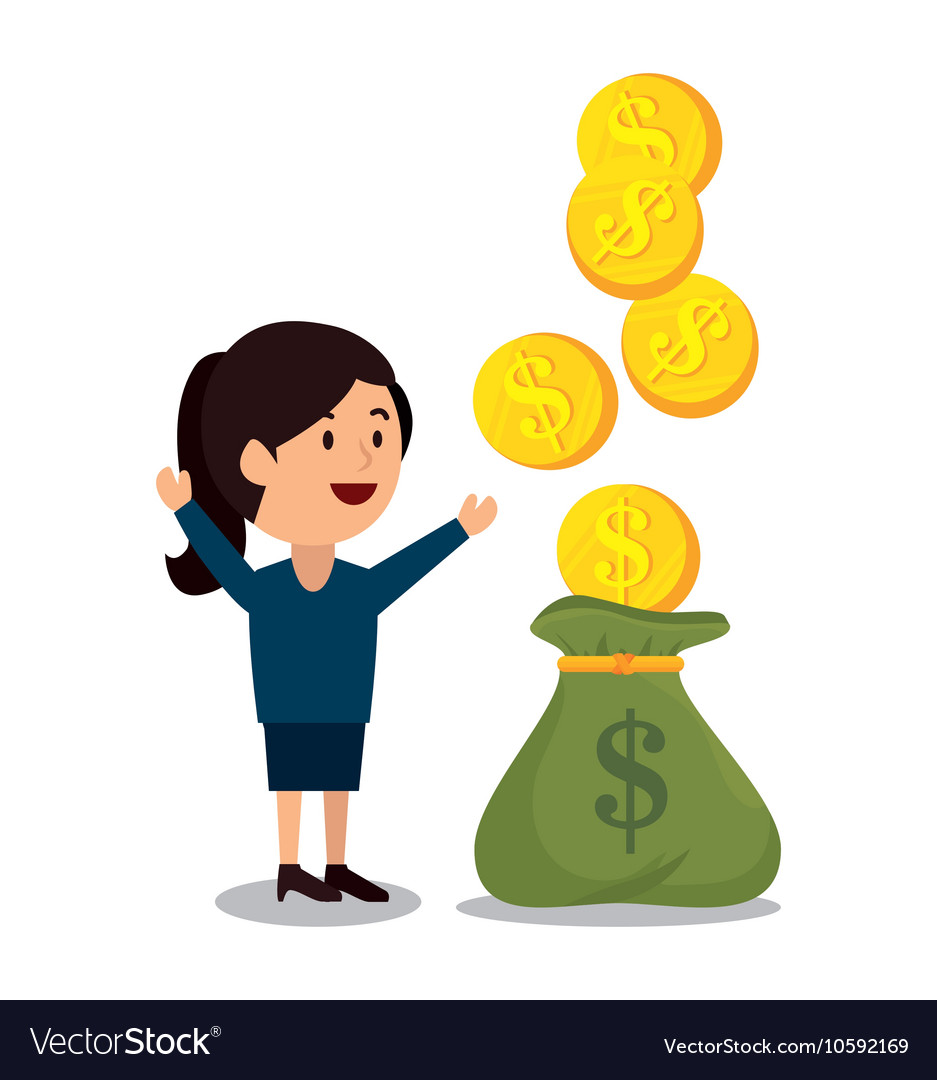 Woman cartoon money earnings design isolated Vector Image Woman cartoon money earnings design isolated Vector Image