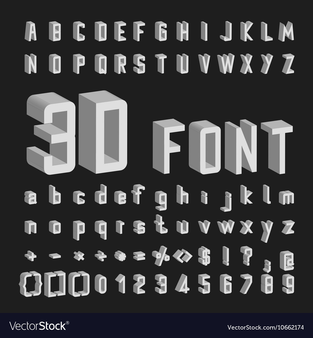 3d font and number design Royalty Free Vector Image