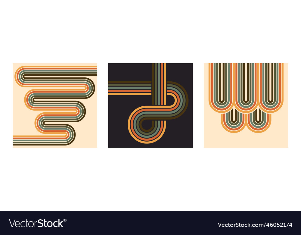 Abstract geometric posters retro striped 70s vector image Abstract geometric posters retro striped 70s
