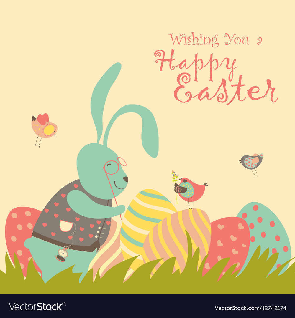 Bunny and easter egg Royalty Free Vector Image