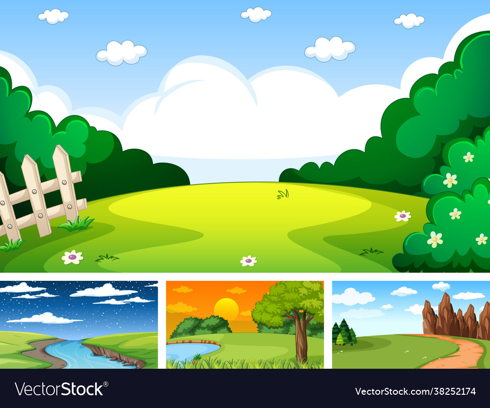 Different scene set nature park and forest Vector Image