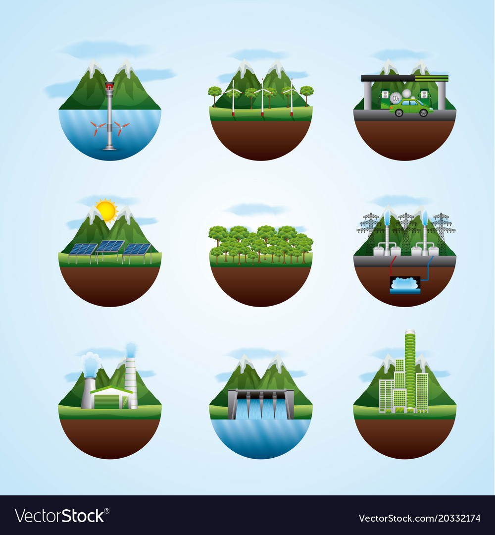 Energy types ecological Royalty Free Vector Image