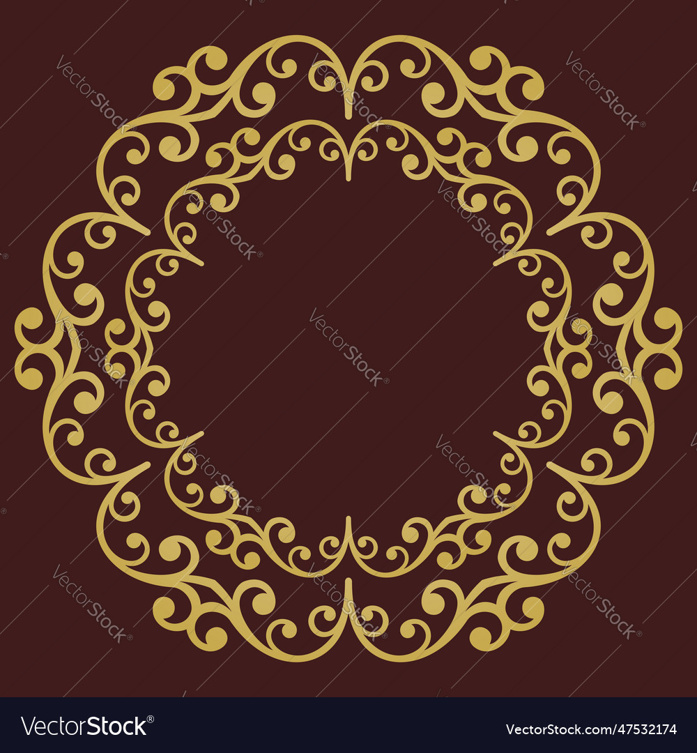 Floral abstract round frame with arabesques Vector Image