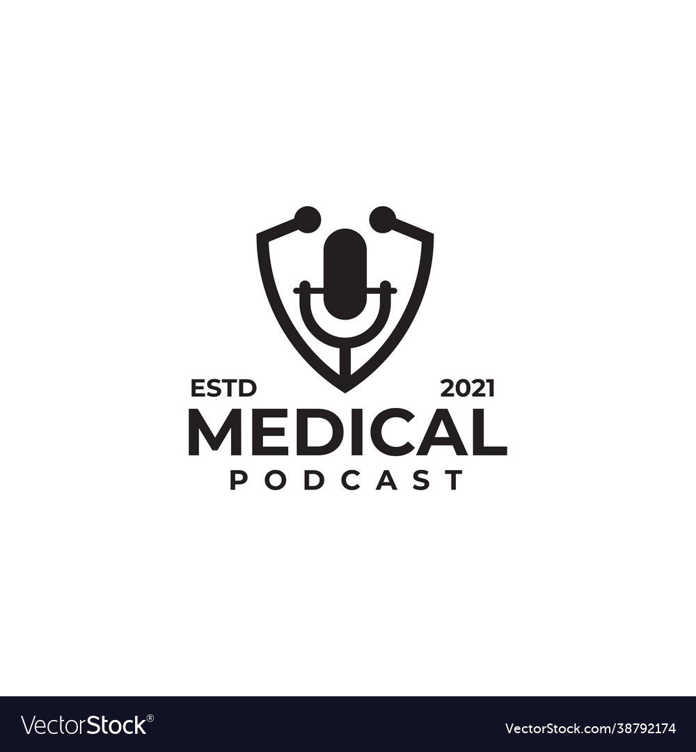 Medical podcast logo design template Royalty Free Vector