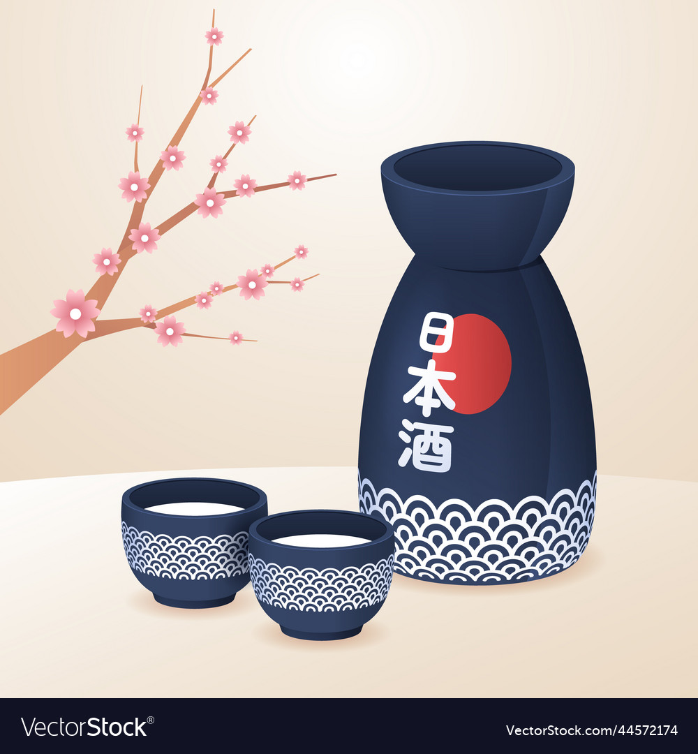 Realistic Sake Royalty Free Vector Image Vectorstock 6899